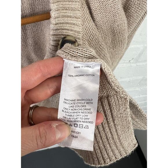 Quince Women's Knitted Cropped Cardigan Sweater Long Sleeves Camel Size XS - Picture 11 of 13